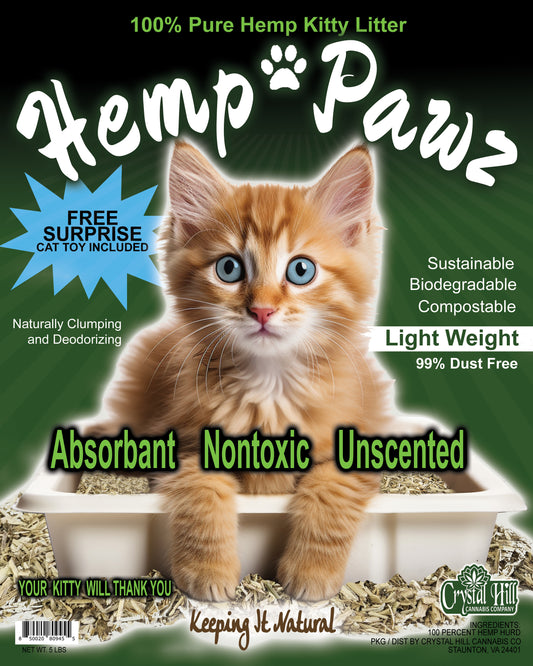 Hemp Pawz All Natural "Hemp Hurd" Kitty Litter Nontoxic "Keeping It Natural" 5 lb