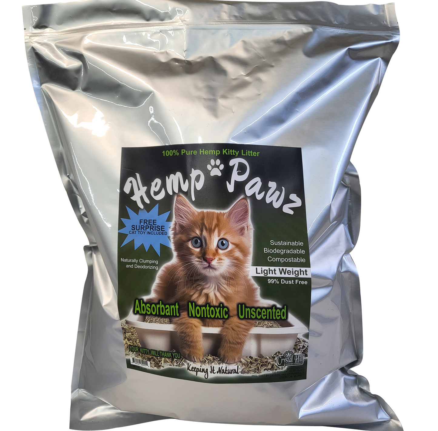 Hemp Pawz  All Natural "Hemp Hurd" Kitty Litter Nontoxic "Keeping It Natural" 5 lb