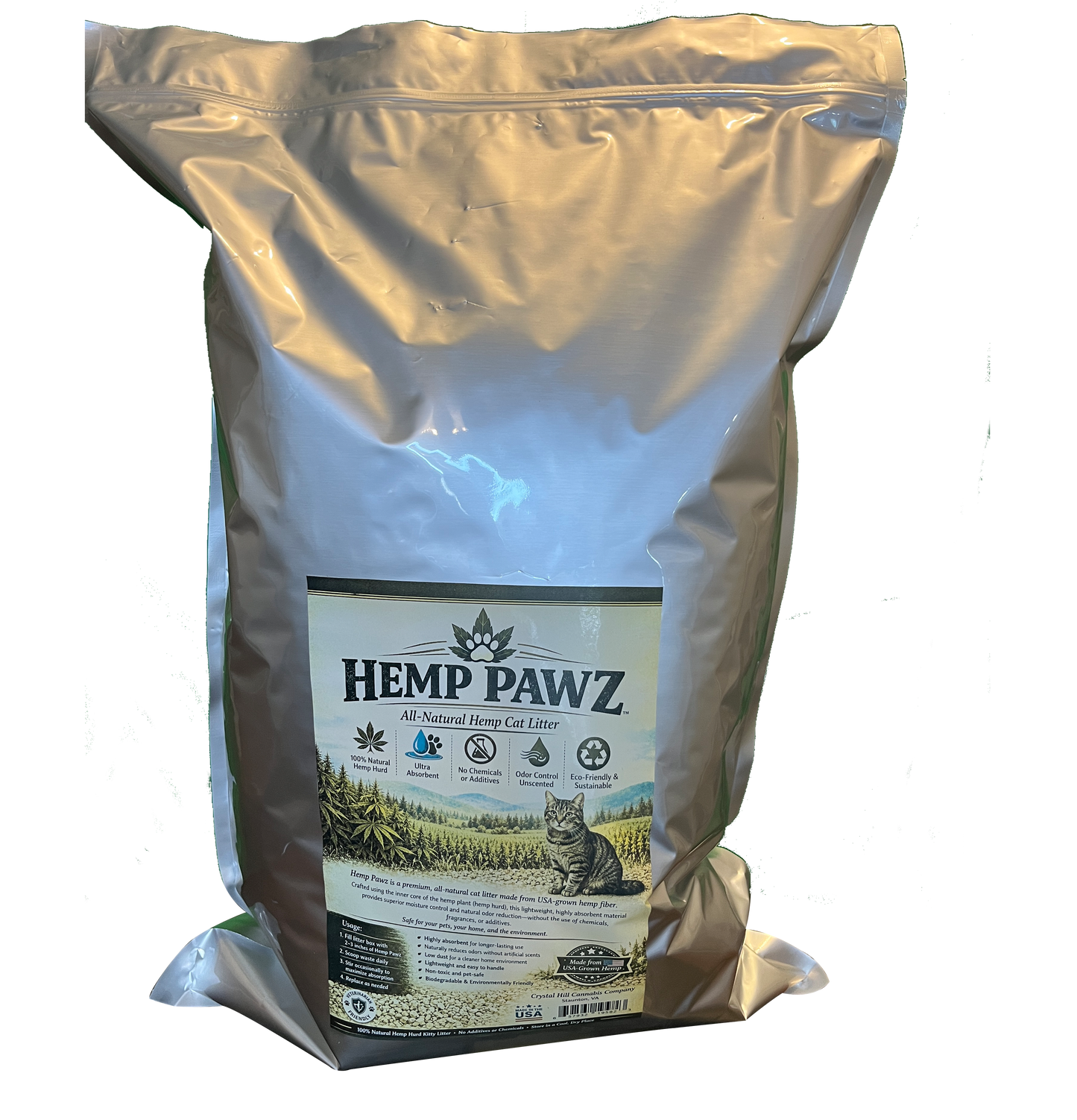 Hemp Pawz  All Natural "Hemp Hurd" Kitty Litter Nontoxic "Keeping It Natural" 5 lb