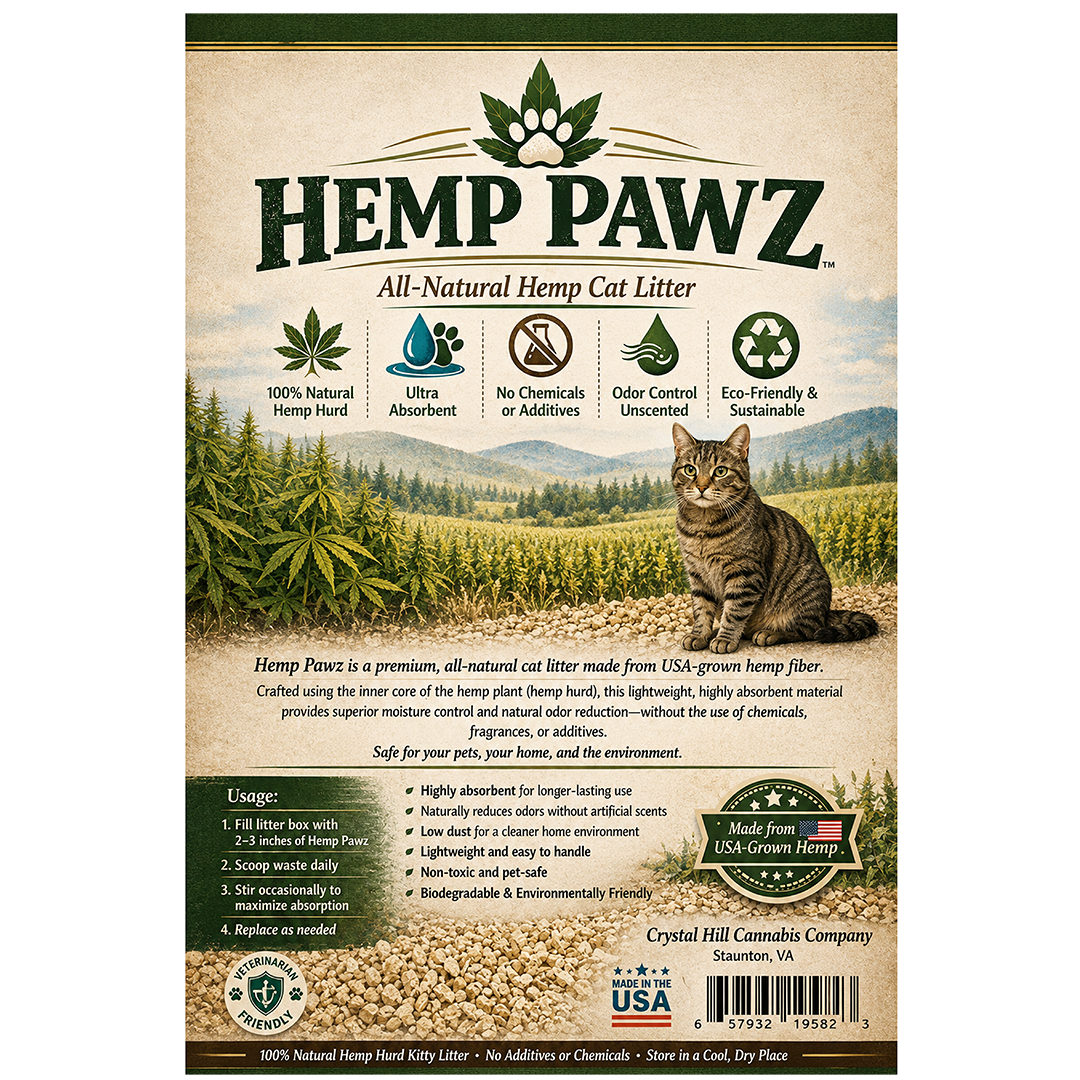 Hemp Pawz  All Natural "Hemp Hurd" Kitty Litter Nontoxic "Keeping It Natural" 5 lb